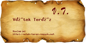 Vétek Teréz névjegykártya